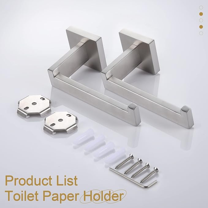 KOKOSIRI Toilet Paper Roll Holder Brushed Nickel Toilet Paper Holder Stainless Steel for Kitchen Bathroom Dispenser Wall Mounted, 2 Pack, B2003BR-P2