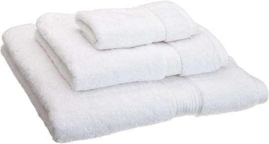 Buckingham Egyptian Cotton 3-Piece Towel Set, Washcloths, Hand Towels, Bath Towels, White