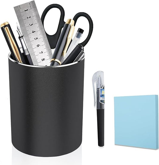 Metal Pen Holder Aluminum Pencil Holder Desktop Organizer Black for Office, School, Home 3.15 x 3.15 x 3.94 Inches-Black