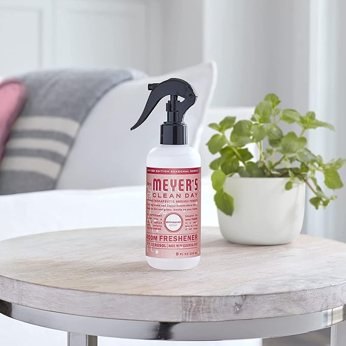 Mrs. Meyer's Room and Air Freshener Spray, Non-Aerosol Spray Bottle Infused with Essential Oils, Peppermint 8 Fl Oz (Pack of 2)