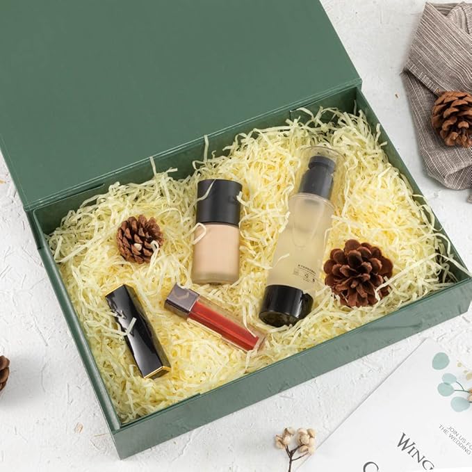 5 Pack Green Gift Boxes with Lids - Small 12 x 8 x 2.7 Inches Clothes Gift Boxes for Presents and Shirts - Magnetic Boxes with Ribbon - Bulk Cute Packaging Boxes (Glossy Surface)