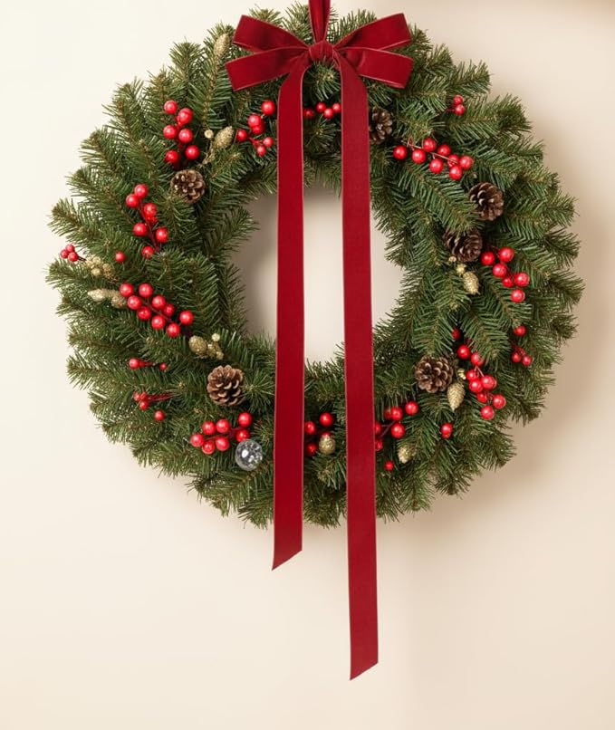 Vintage Red Velvet Ribbon, 5/8 Inch X 25Yd