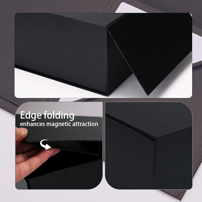 8x8x4 Inches Gift Box with Magnetic Closure Lid, Black Magnetic Box for Wedding, Groomsmen Bridesmaid Proposal, Birthdays, Mother's Day, 1 Pack