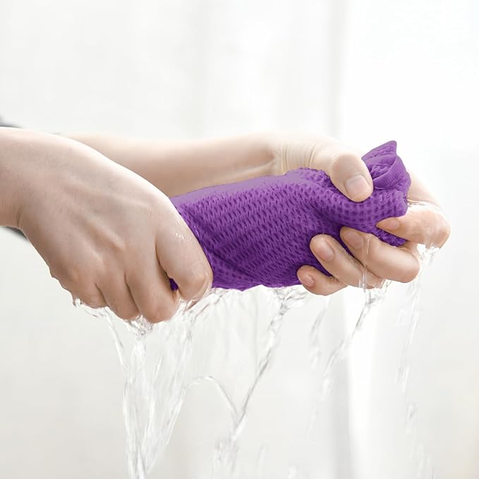 Artoid Mode 100% Cotton Purple Waffle Weave Kitchen Dish Cloths, 12x12 Inch Ultra Soft Absorbent Quick Drying Kitchen Dish Towels Set of 6