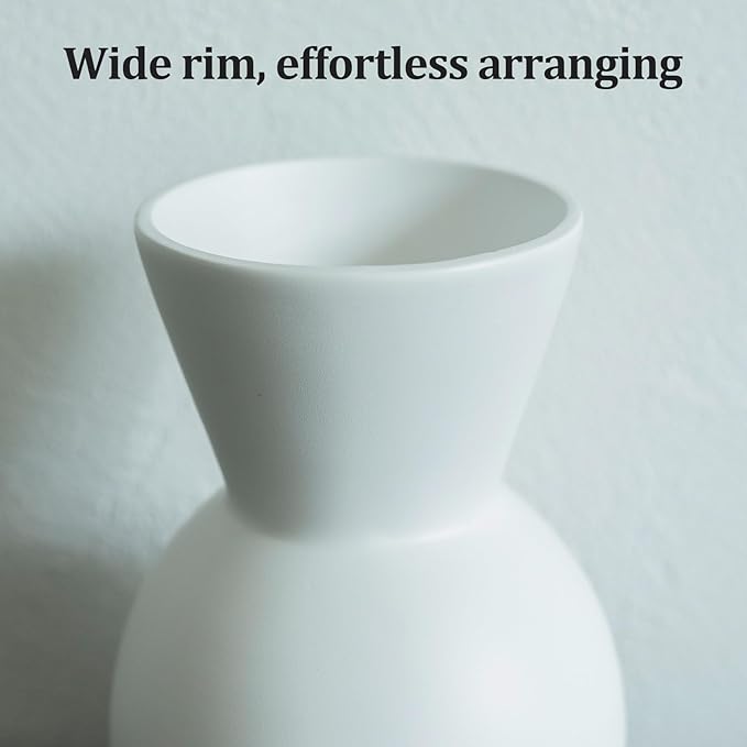 Fake Flowers in Vase for Centerpieces, Faux Flowers in Modern Ceramic Vase Set of 3 with 8 Artificial Autumn Chrysanthemums Artificial Decorative Swags