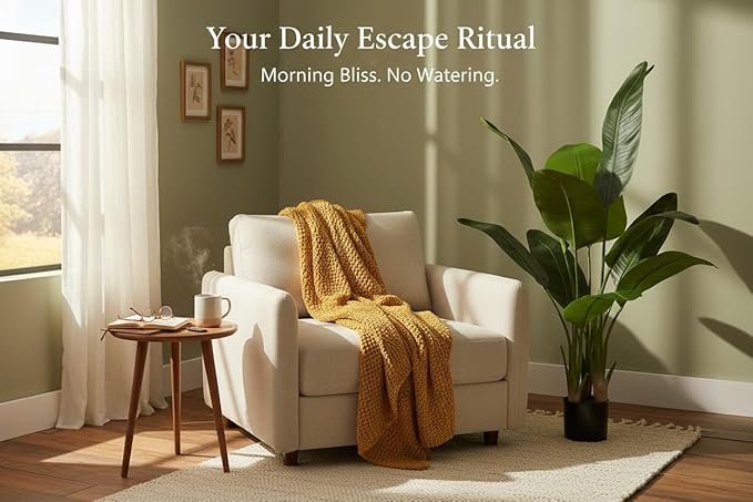 Artificial Bird of Paradise Plant Fake Tropical Palm Tree for Indoor Outdoor, Perfect Faux Plants for Home Garden Office Store Decoration (H 120cm)