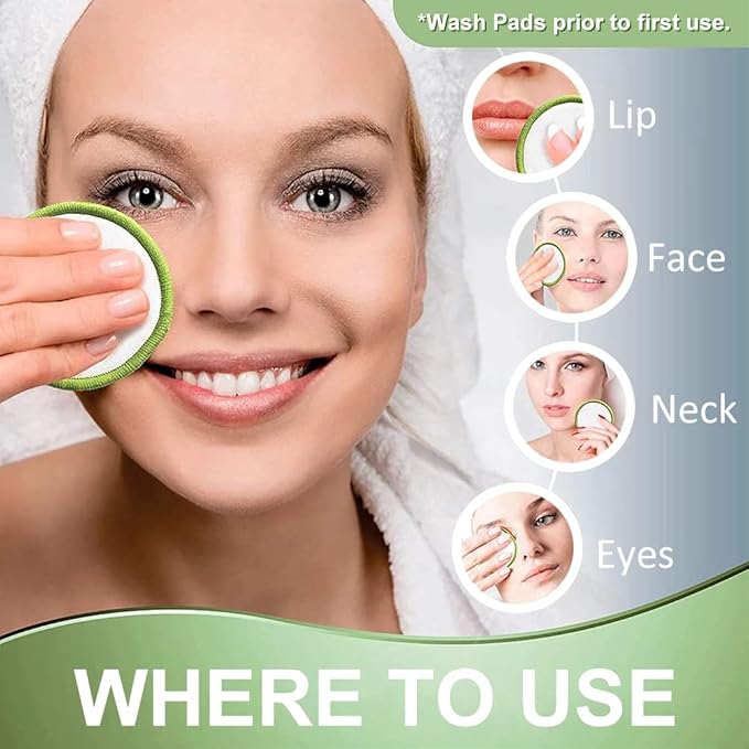 20Pcs Reusable Makeup Remover Pads, Bamboo Washable Cotton Rounds with Cotton Laundry Bag and Round Box for Storage for Eye Face Makeup Remover Eye Shadow Mascara Lipstick (1)