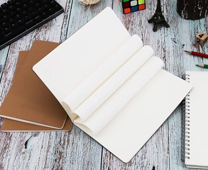 16 Pack Kraft Notebooks, Journals in Bulk for Writing, Blank Paper Sketchbooks, 60 Pages Notebook, 8.3x5.5 Inch, A5 Size, Travel Journal Set, for Gifts, Students and Office Supplies
