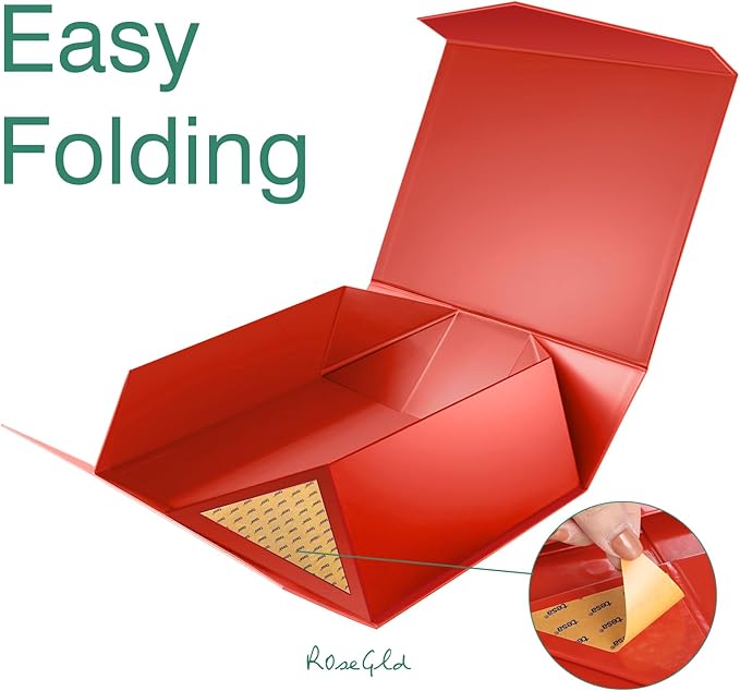 ROSEGLD 5 Extra Large Gift Boxes 20x16x7.2 Inches, Giant Red Magnetic Gift Boxes with lids for Presents, Bridesmaid Proposal Boxes (Glossy Red)