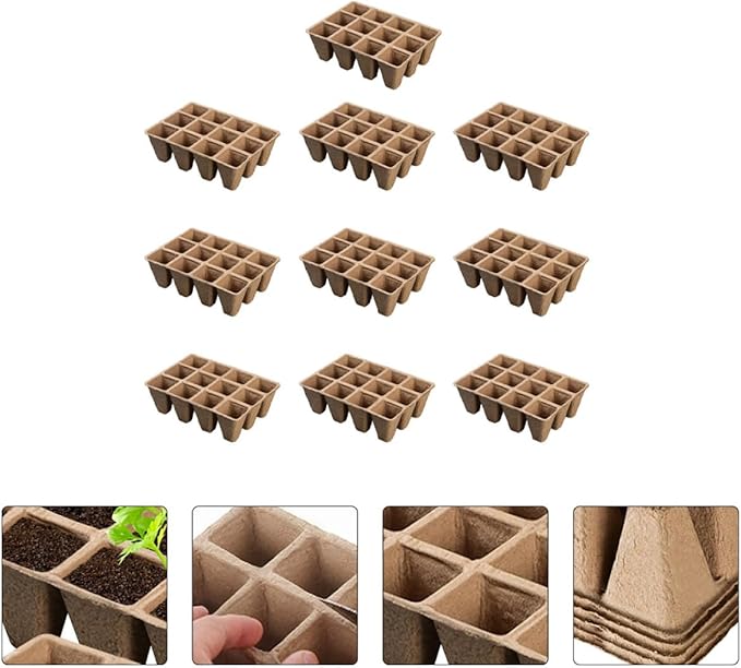 10pcs Biodegradable Paper Plant Nursery Pots Multi-Cell Seedling Trays for Gardening Herb Growing Containers Safe Planting Cups