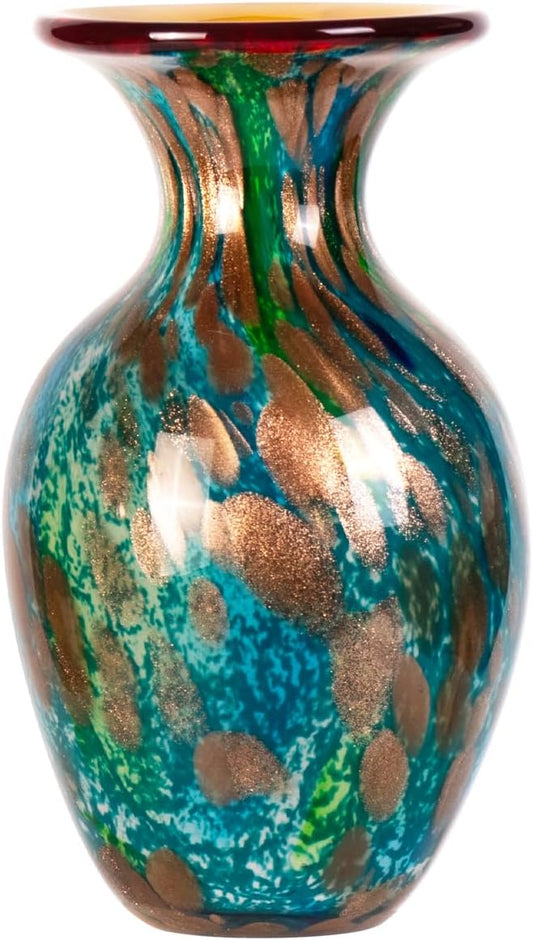 KAMMAK Colored Glass Vase, Beautiful Hand Blown Decorative Vase, Modern Art Vase for Flower Mantle Dining Table Centerpiece, Entryway Living Room Wedding Decoration, FH002