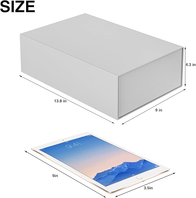 Luxury Large Gift Box 13.8"x9"x4.3" Storage Box Ribbon Magnetic Closure for Luxury Packaging Box for Mother's Day, Birthdays, Bridal Gifts,Weddings