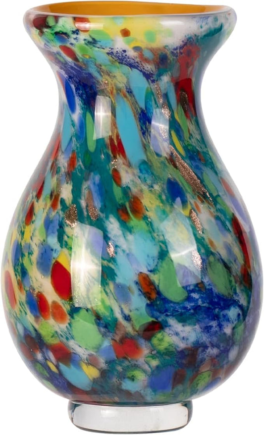 KAMMAK Colored Glass Vase, Beautiful Hand Blown Decorative Vase, Modern Art Vase for Flower Mantle Dining Table Centerpiece, Entryway Living Room Wedding Decoration, FH021