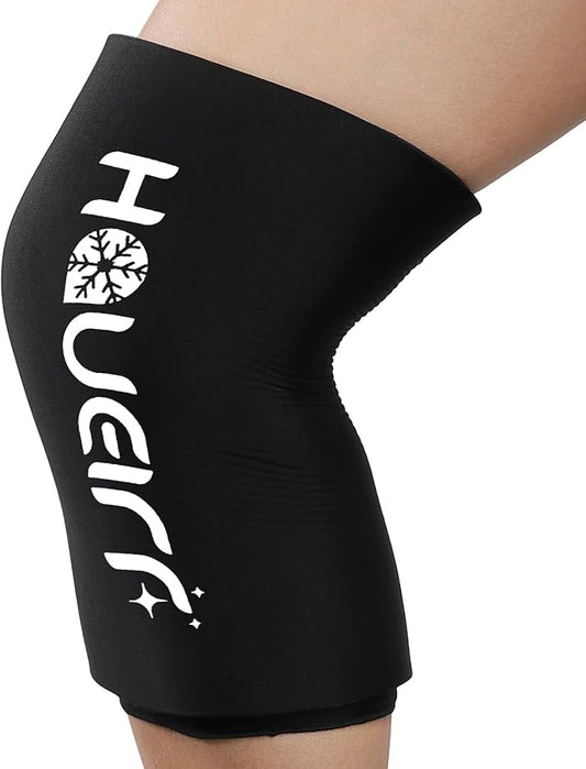 Knee Ice Pack Wrap with Compression Sleeve, Flexible Gel Ice Wrap for Knee, Elbow, Ankle, Foot, Reusable Hot & Cold Therapy for Injuries, Pain Relief, Meniscus, ACL, MCL Recovery – L