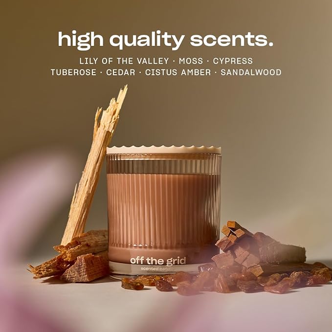 Off The Grid Luxury Scented Candle by Snif, Warm and Calming Candle, 50+ Hours, 100% Cotton Fiber Wicks, Soy Wax Blend, Non-Toxic, Vegan, 8.5 oz