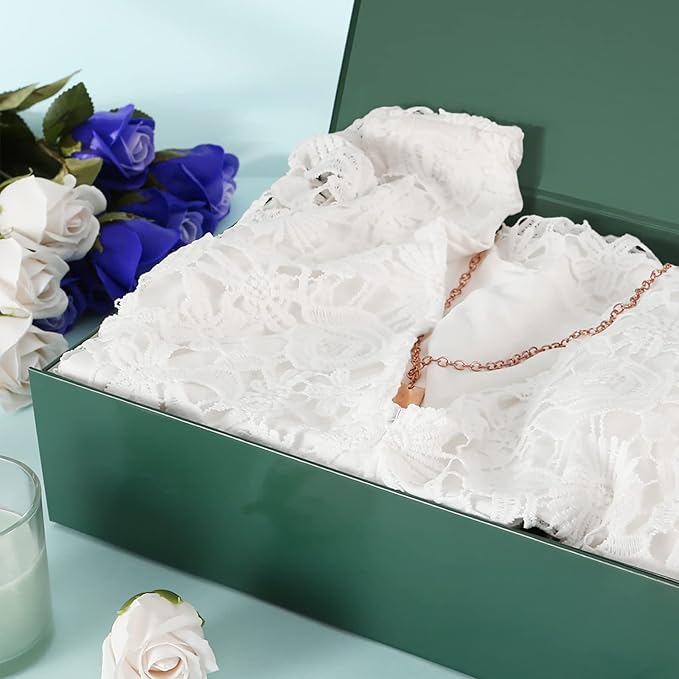 Green Gift Boxes 11x7.8x2.3 Inches, Shirt Gift Boxes for Presents Magnetic Closure for Clothes (5 Pack)