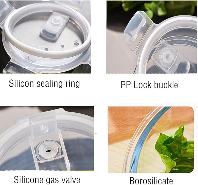 24 Oz Round Glass Food Storage Container, 3 Cup Round Glass Soup Container with Airtight Lids BPA free, Leak proof Borosilicate Storage bowls, Dishwasher Microwave Freezer Safe (2 Pack)