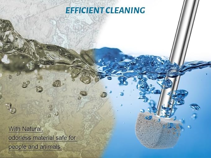 Pumice Stone Toilet Bowl Cleaner Toilet Deep Cleaning,Bathroom Cleaner Brush with Long Handle for Remove Hard Water Stains with Toilet Handle+ Pumice Stones