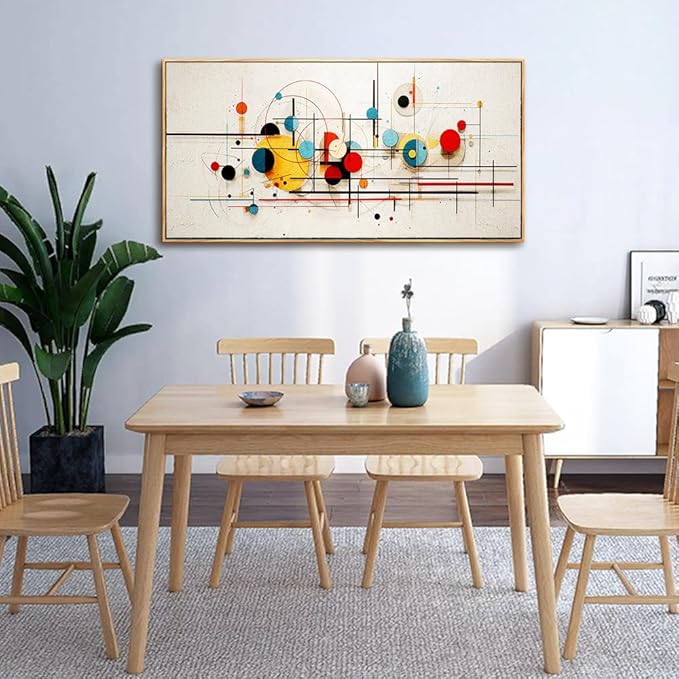 hyidecorart Wall Art For Living Room Large Wood Framed Decorations For Bedroom Room Modern Office Wall Decor Color line Abstract Wall Painting Mural Canvas Prints Pictures Artwork Home Decor