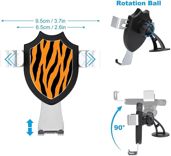 Phone Mount for Car Dashboard Air Vent Windshield, Universal Hands Free Automobile Cell Phone Holder Tiger Stripes Animal Print