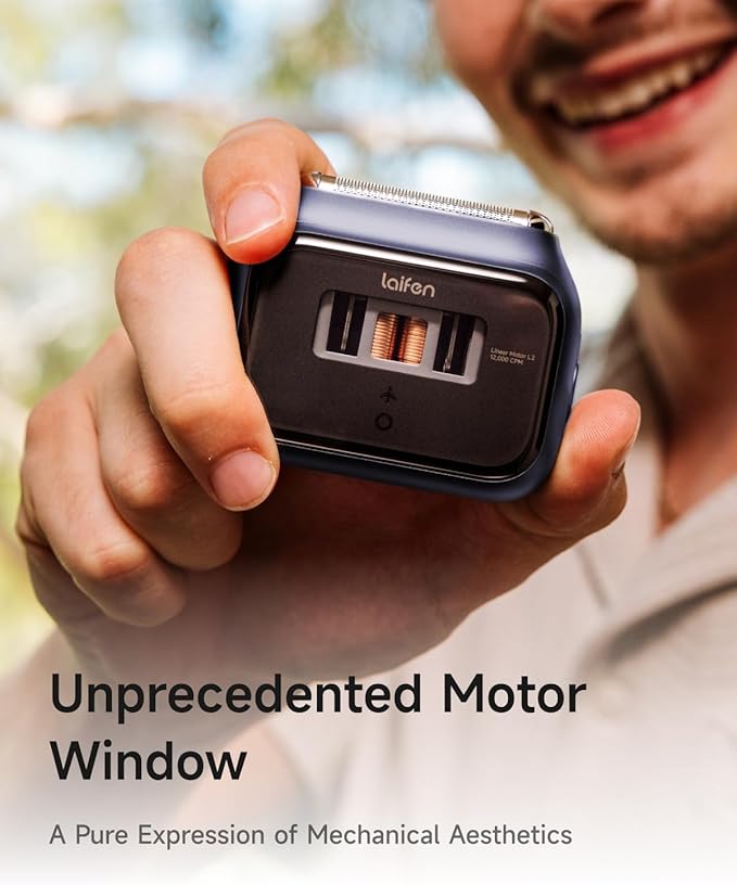 Laifen P3 Pro 3-Blade Electric Shaver Set – Includes P3 Pro Shaver, Travel Pod & Non-Slip Pad, Dual Linear Motors 12,000 Cuts/Min, 100-Min Runtime, IPX7 Waterproof (Royal Blue)