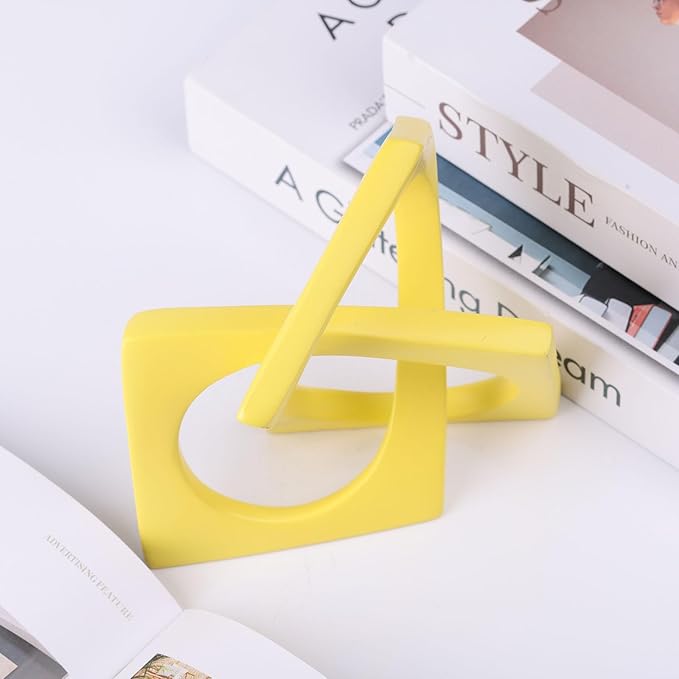 XMGZQ Yellow Knot Statue for Coffee Table Centerpiece Decor,Modern Abstract Art Geometric Sculpture and Figurines, Home Decor Accent,Cube Knick Knacks for Shelves,Bookshelf,Entryway,Floating
