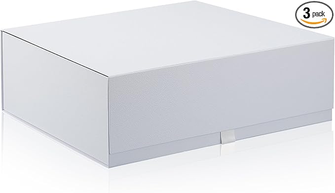 Rsgift 3 Packs Gift Box 18x15x6.1 Inches,White Gift Boxes with Lids,Collapsible Groomsmen Proposal Box with Magnetic,Extra Large Gift Boxes for Presents,Wedding,Christmas,Birthday