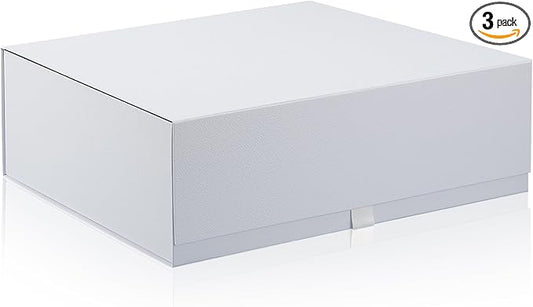 Rsgift 3 Packs Gift Box 18x15x6.1 Inches,White Gift Boxes with Lids,Collapsible Groomsmen Proposal Box with Magnetic,Extra Large Gift Boxes for Presents,Wedding,Christmas,Birthday