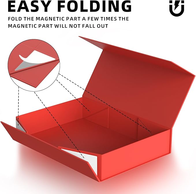 MOZRRO Gift Box 11.5 x 8.2 x 2.3 In Gift Boxes for Presents Magnetic Closure, Gift Boxes with Lids for Presents Birthday Luxury Jewelry T-shirts Gloves Scarves Books Clothes Gift Wrap - Red