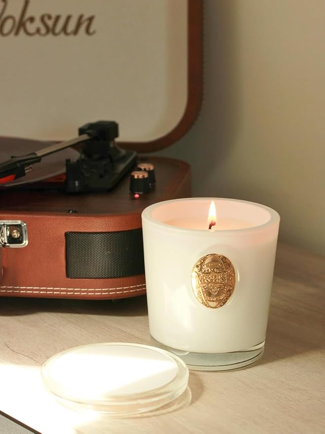 M&SENSE Natural Soy Candle | Jasmine White | 10.2 oz, 55H Burn | Luxury Scented Candle for Relaxation, Gifting, Home Décor | for Bedroom, Office, Party