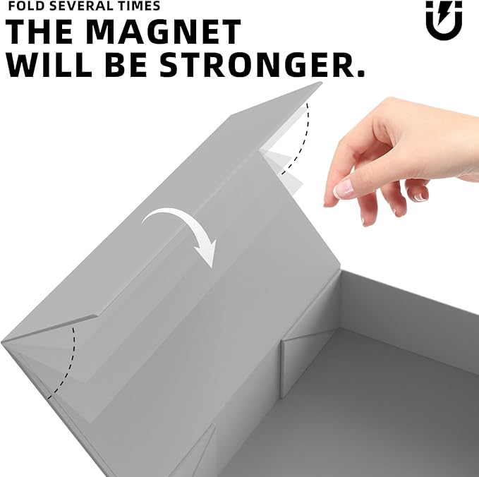 MOZRRO Gift Box 11.5 x 8.2 x 2.3 In Gift Boxes for Presents Magnetic Closure, Gift Boxes with Lids for Presents Birthday Luxury Jewelry T-shirts Gloves Scarves Books Clothes Gift Wrap - Silver