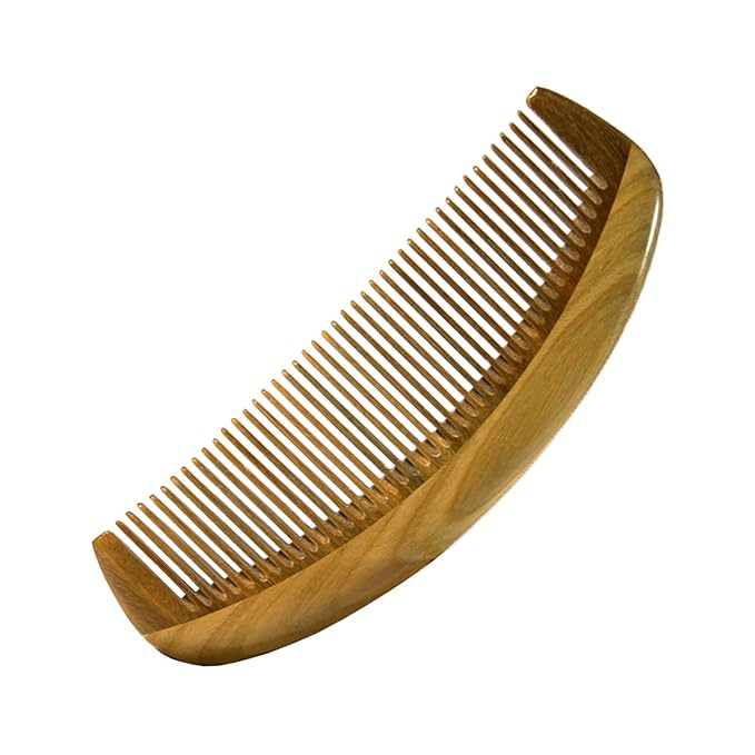 Green Sandalwood Teasing Hair Comb - Anti Static Fine Tooth Wooden Styling Brush for Smoothing, Detangling & Volumizing Thin/Fine Hair (No Handle)
