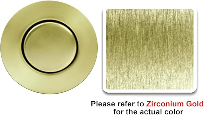 Garbage Disposal Switch, Cordless Air On Off Kit for Food Waste Disposer, Brushed Gold, LONG 3.5" Sink Top Push Button by CLEESINK