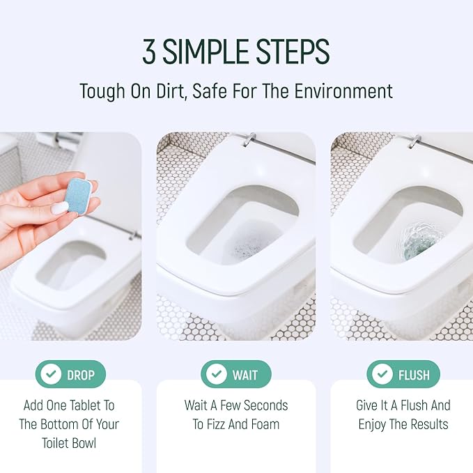 Natural Toilet Bowl Cleaning Tablets - Eco Friendly Products & Cleaning Supplies Bathroom Cleaner Refill Tablet Pack Of 12/24/48 Tabs (24)