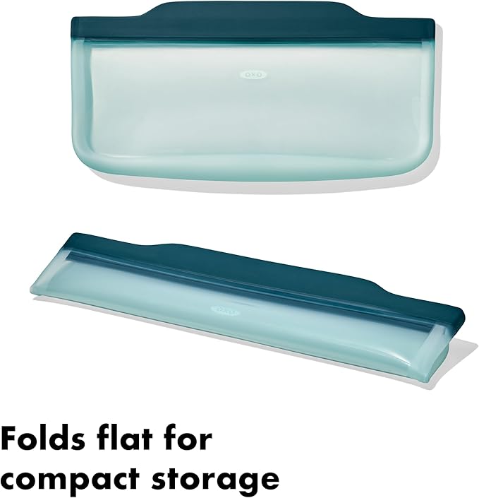 OXO Good Grips Silicone Reusable Bags – 4 Piece Lunch Set - Oat/Lagoon