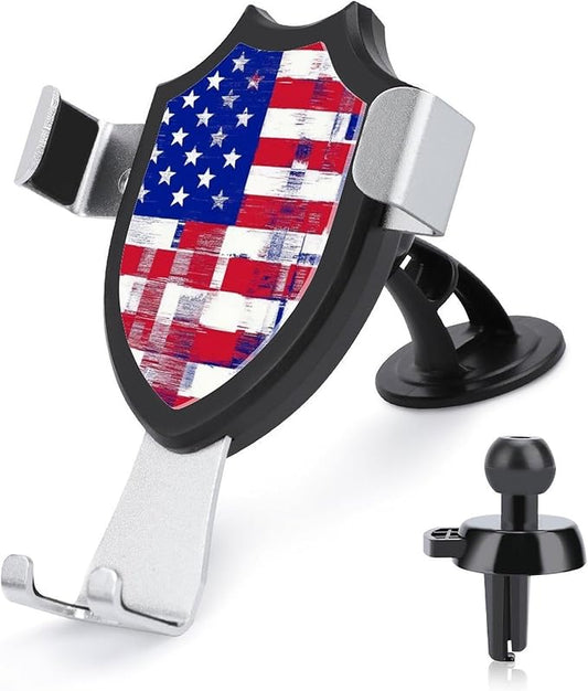 Phone Mount for Car Dashboard Air Vent Windshield Abstract American Flag Grunge Dirty Texture Fashion Phone Holders