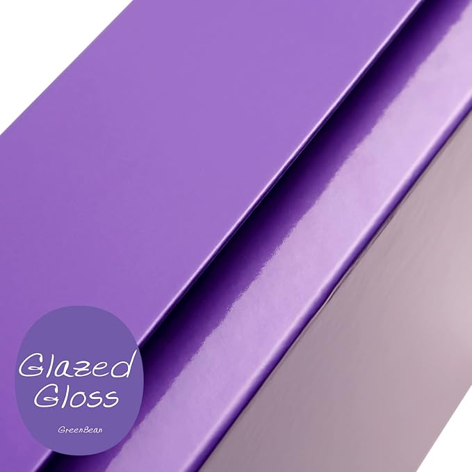 GREEN BEAN 6 Gift Boxes 13x9.7x3.4 Inches, Large Purple Gift Boxes with Lids for Presents, Magnetic Gift Boxes for Clothes, Shirt Gift Boxes (Glossy Metallic Purple, Dot Design Inside)
