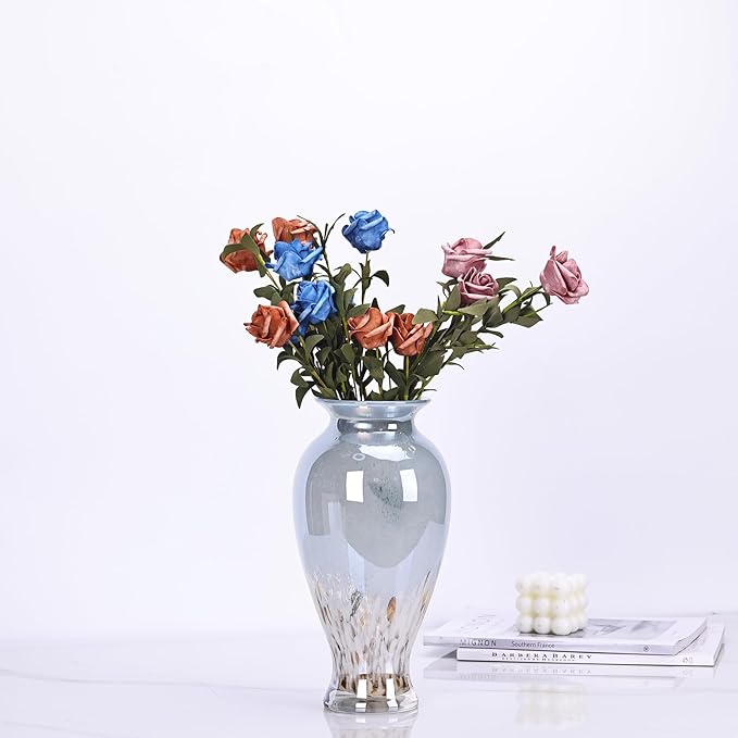 Blown Glass vase, Unique Glass vase, Colorful Bottle Decorative vase for Home Living Room Dining Table re Office Wedding entryway Desktop Decorative Flower vase. (B-W)
