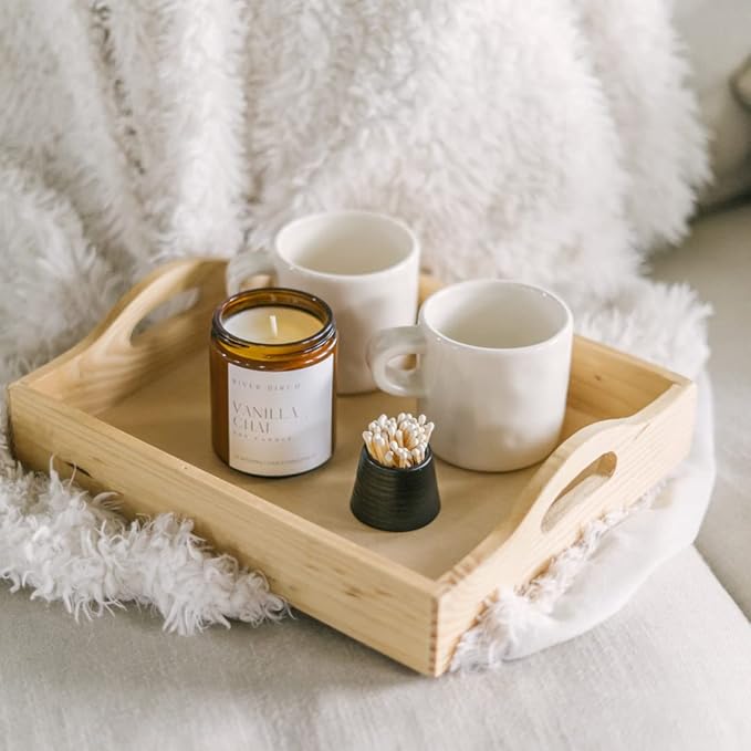 River Birch Candles Vanilla Chai Scented Candle | Premium, All-Natural, Non-Toxic, Soy Amber Jar Candles | 8.5oz 40 Hr Burn Time | Cozy Relaxing Gifts for Home