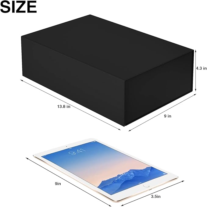 Luxury Large Gift Box 13.8"x9"x4.3" Storage Box Ribbon Magnetic Closure for Luxury Packaging Box for Mother's Day, Birthdays, Bridal Gifts,Weddings