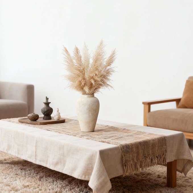 Ceramic Flower Vase Home Decor - 9.2 inch Large Farmhouse Table Vases, Rustic Decorative Vases for Kitchen Living Room Coffee Dining ShelfMantel Decoration