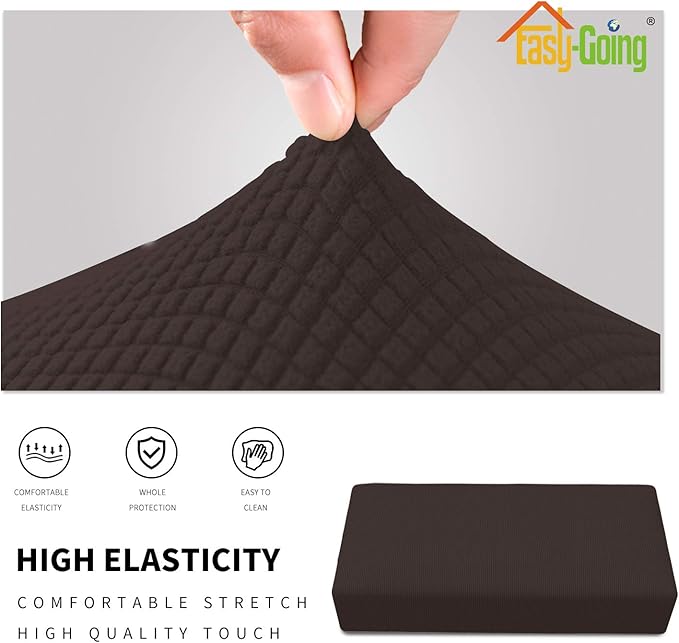 Easy-Going Stretch Ottoman Cover Folding Storage Stool Furniture Protector Soft Rectangle slipcover with Elastic Bottom (XX-Large,Chocolate)