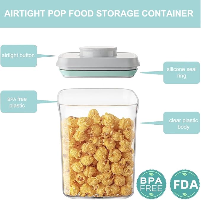 Airtight Food Storage Container Pop Containers With Lids, Bpa Free for Spaghetti Cereal Flour Rice Kitchen Organizer (rectangle 2050ml / 2.1qt)