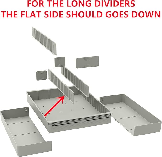 Fu Store Silverware Drawer Organizer DIY Customize Expandable Utensil Tray for Kitchen Upgraded Flatware Cutlery Holders Adjustable Plastic Tableware Storage for Spatula Spoons Forks Knives Light Gray