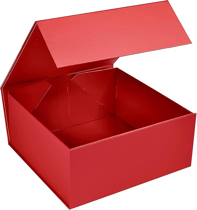 CECOBOX - Gift Boxes with Lids for Presents 6"x6"x2.75" - Matte, Collapsible Magnetic Closure Gift Box - Groomsmen & Bridesmaid Proposal Boxes, Wedding, PR, Birthdays, Holidays - Red