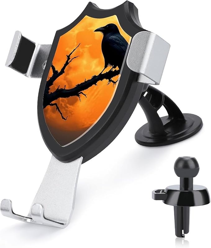 Women's Phone Holders Full Moon Black Crow Raven Bird Universal Hands Free Automobile Cell Phone Holder