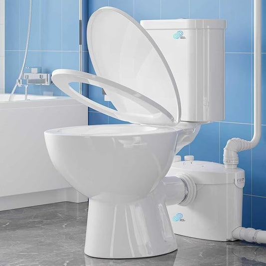 Simple Project Powerful 1000W Macerating Toilet for Basement, Upflush Toilet System with 4 Water Inlet, Dual Flush 17" Toilets with Macerator Pump, Quiet Operation, Space Saving-Include Extension Pipe