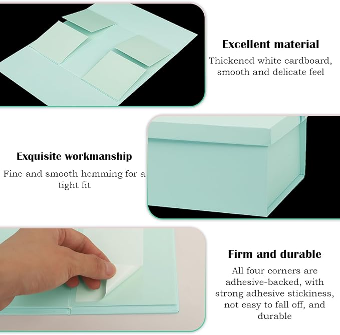 Nsmykhg Luxury Gift Box With Lid & Ribbon, 5 Pack 11.4x8.7x4.1 - Elegant Wedding & Birthday Packaging, Perfect For Shoes, Clothing & Bridal Gifts (Blue)