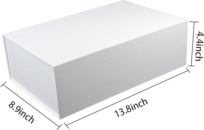 YINUOYOUJIA 3 Pack Large White Gift Boxes with Lid,14"x9"x4.5" Magnetic Gift Box with Ribbon,Cards and Envelopes for Presents,Great for Wedding,Birthdays,Crafting,Gift Packaging.