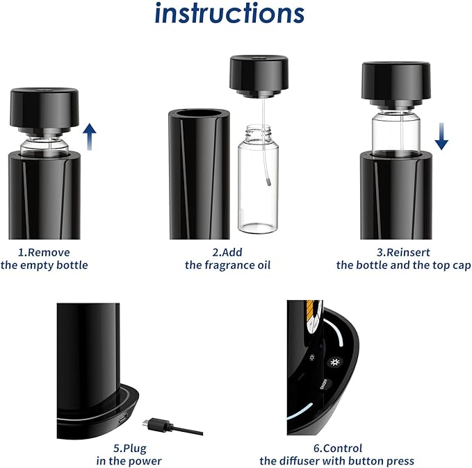 Waterless Scent Diffuser – 1200 Sq Ft Coverage, Essential Oil Diffuser with Remote Control, Quiet Aromatherapy Diffuser with LED Light & Timer, Scent Air Machine for Home, Office, Hotel